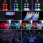 AKEPO 36W 4 Color Twinkle Fiber Optic Starlights Headliner Lights Kit, Optical Fibers Music Sync Bluetooth APP Control Starlight Kit, 2400pcs*13.1ft +240pcs Colorful Shooting Star