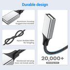 MOGOOD 3 in 1 USB Splitter Cable 2M, USB 2.0 Hub 1 Male to 3 Female Extension Cord, Multiport Adapter for Charging & Data Transfer, Compatible with Laptop, Mac, PC, PS4, Xbox, Switch, TV