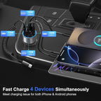 Car Charger USB C, 65W Dual 12V Car USB Charger Multiport with Voltage Display PD/QC 3.0 Super Fast Charge Cigarette Lighter Adapter for iPhone 17 16 15 14 13 12 Pad Pro Air(Gray)