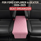 Seat Aisle Storage Box for Ford Explorer 6-Passenger Models – Organizer Rear Seats Passage – Foldable, Easy Installation, for Ford Explorer ST XLT Accessories 2020 to 2025 (Pink)