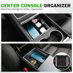 9PCS Center Console Organizer Set for Tesla Model Y Juniper 2026, Console Storage Tray Kit with Anti-Slip Wireless Charging Pad, Armrest Organizer & Cup Holder Insert (Not for Standard)