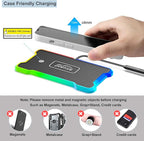 Wireless Charger Car Fast Charging pad, POLMXS Wireless Phone Charger Cell Phone RGB Light up Cordless Charging mat Compatible with iPhone 11/12/12/14/15 Galaxy S21/S22/S23/24 Airpod (C15 PAD)