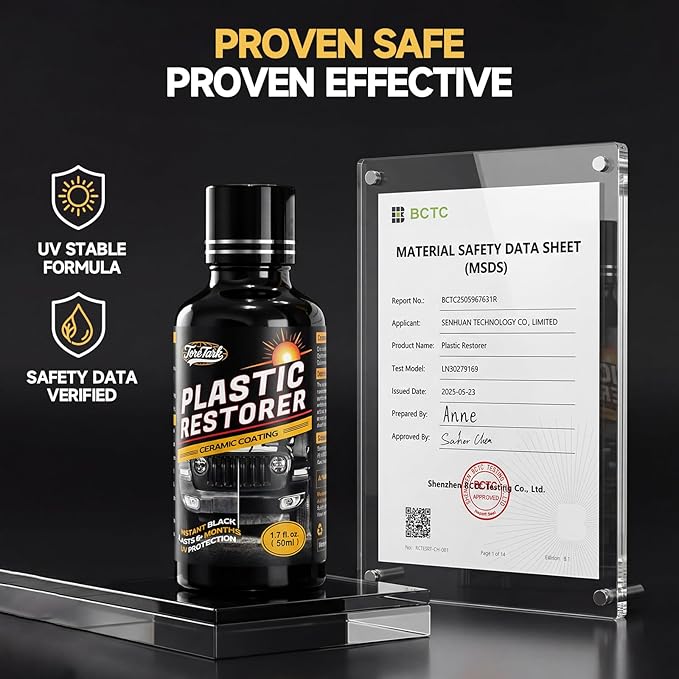 Toretark Plastic Restorer for Cars, Not a Dressing, Black Trim Restorer, Ceramic Crystal Coating Highly Concentrated, Lasting Up to 6 Months+ with UV Protection, Restore Automotive Exterior Protectant