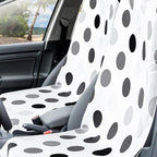 Hahafelt 2 Pack Car Seat Towel Covers with Storage Bag, 63 x 32 Inch Universal Non Slip Waterproof Sweat Protector for Car Truck, Gym Swimming Running, Machine Washable (Black and Gray Dots)