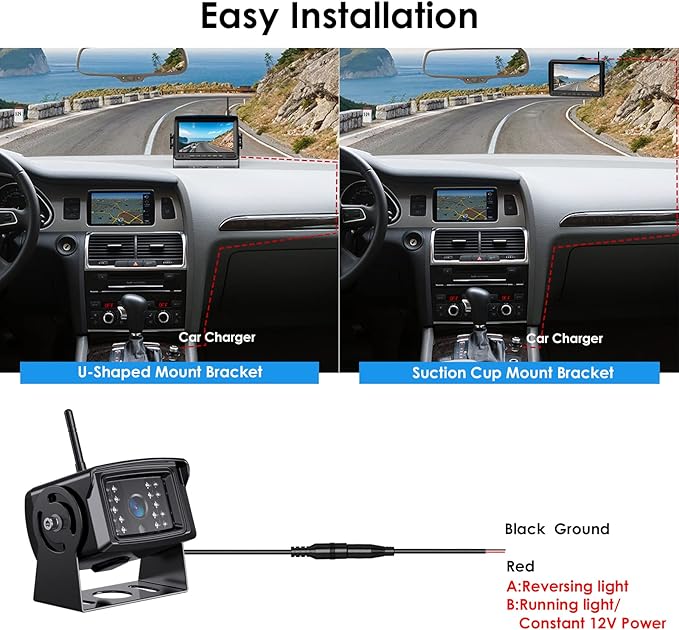 ZEROXCLUB Digital Wireless Backup Camera System Kit, IP69K Waterproof Wireless 2 Rear View Camera + 7’’ LCD Dual Split Monitor for RV/Truck/Bus/Camper/Trailer (WX02)