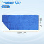 HARFINGTON 2 Pack Microfiber Cleaning Cloth, 28" x 12" Multi-Functional Cleaning Towels Reusable Absorbent Rags for Car Wash Kitchen Household Window Clean, Sapphire Blue
