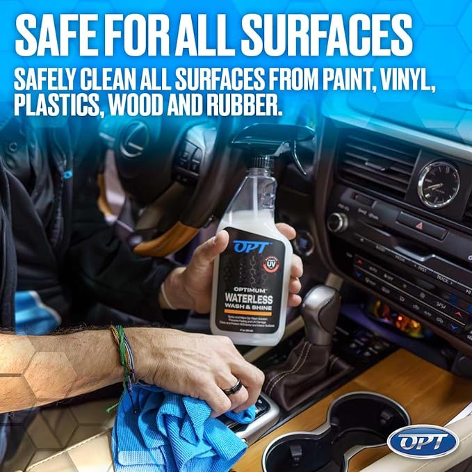 Optimum Waterless Wash and Shine - New Spray Waterless Car Wash with UV Protection, Interior and Exterior Car Cleaning Spray (1 Gal.)