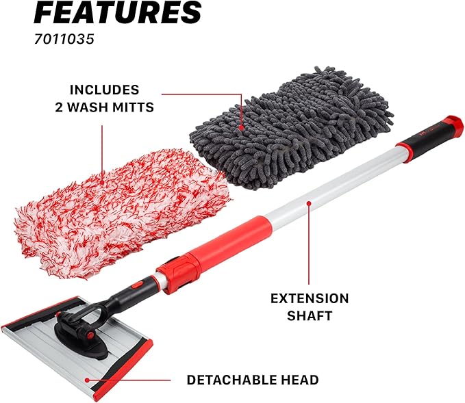 Maxshine IncrediStick Car Wash Stick Wash Mitt – Extends to 4ft with Lightweight Aluminum Handle – Includes Microfiber & Chenille Covers – Compact Design, Cleaning Tool for Cars, Trucks & RVs