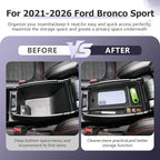LUWU Center Console Organizer Compatible with Bronco Sport 2021-2026/Ford Escape 2020-2026 Accessories Armrest Console Storage Box Insert Tray ABS Material Black Coin Container Black