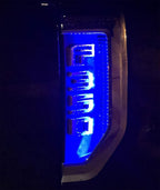 iJDMTOY Ultra Blue LED Background Illumination Kit Compatible with 2017-2021 Ford F250 F350 F450 Super Duty Side Fender Chrome Emblem