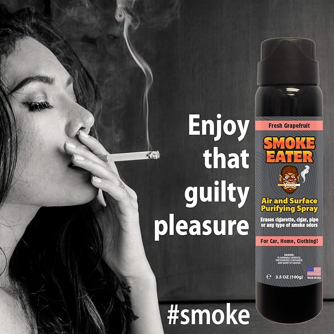 Smoke Eater Odor Eliminator Aerosol Spray, Spring Fresh Linen, 3.5 oz — Tea Tree Oil Breaks Down Smoke at the Molecular Level