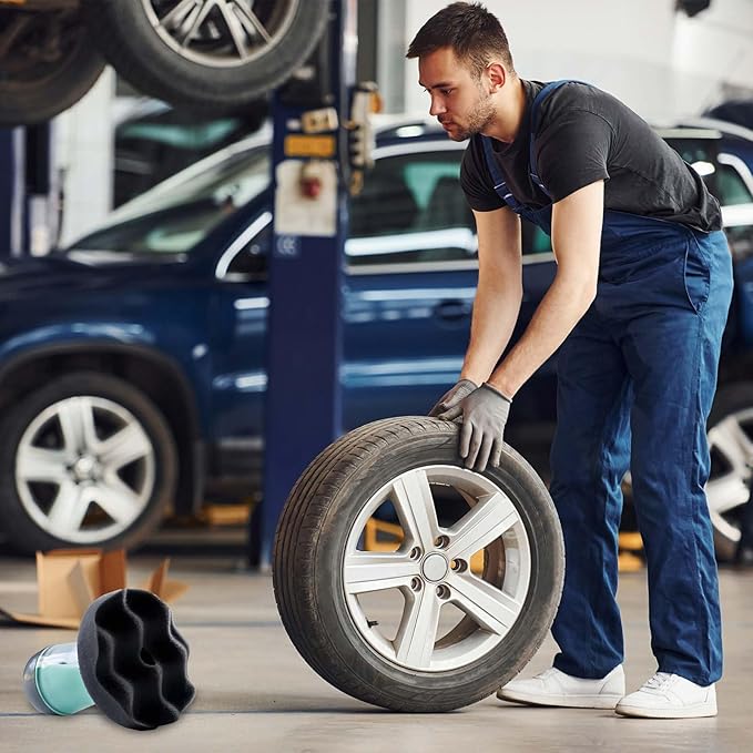 Flow Tire Shine Applicator with Reservoir - No-Drip, Streak-Free, Reusable Detailing Sponge for Car Care