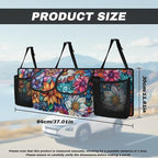 Boho Floral Blossoms Trunk Organizer Car Women Large Capacity Hanging Car Organizer Collapsible Cargo Bag,Easy to Install