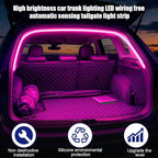 Car Trunk LED Strip Light, 6.56FT Silicone Flexible Cuttable Vehicle Trunk Cargo Ambient Lighting, Waterproof Bright Auto Trunk Interior Lamp Decoration, Universal for SUV RV Truck (Purple)