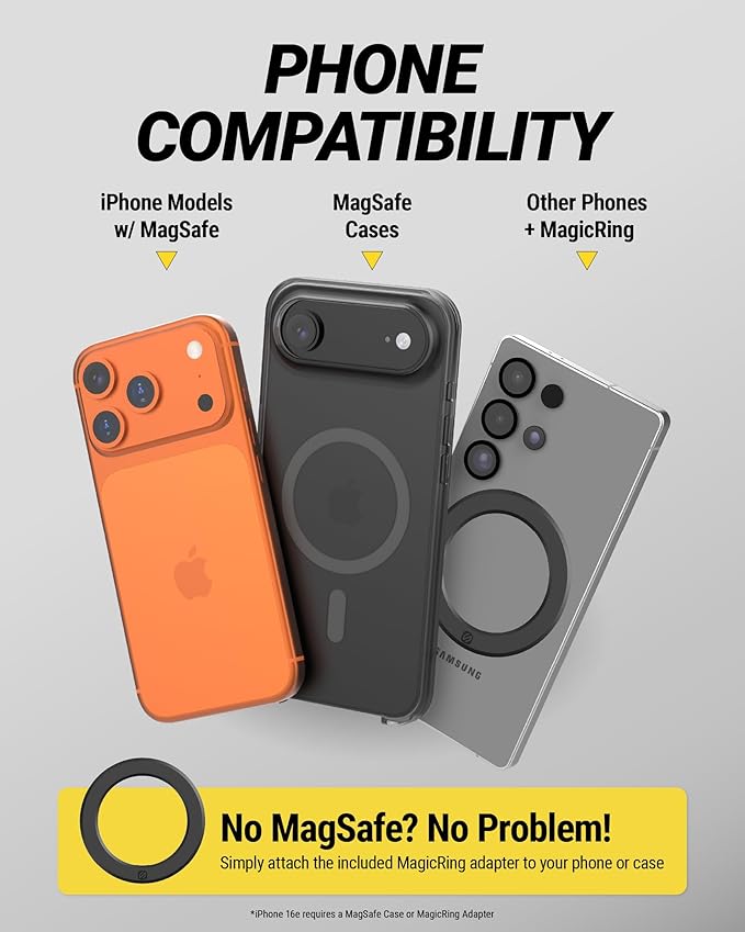 Scosche SMS2WD MagicMount MagSafe Suction Cup Phone Mount for Car Windshield/Dashboard Cell Phone Holder Compatible with Popsocket, Magnetic Stand Compatible with iPhone 17/16/15/14/13/12 & Android