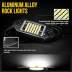 Hovano 8Pods Alloy White Rock Lights Kits with Extension Wires,6000K Pure White Color 42 LED Super Bright Chips IP68 Waterproof Underglow Kit for Pickup Off Road Trucks SUV ATV UTV Golf Car Boat