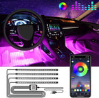 Car Led Interior Lights, RGB 72 LED Multicolor Auto Strip Light with Sound Active Function and APP Control, Under Dash Smart Lighting Kit with Charger, Car Accessories (USB)