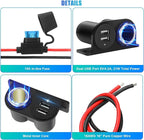 2PCS Dual USB Outlet Cigarette Lighter Socket Splitter with Blade Fuse, 12V 4.2A Car Charger Power Adapter Replacement Waterproof Plug Female 21W for RV Marine Boat Motorcycle Truck ATV UTV Van etc