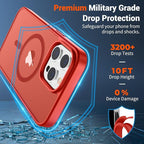 SUPFINE Magnetic for iPhone 13 Pro Max Case (Compatible with MagSafe) (Military Grade Drop Protection) Slim Translucent Matte Shockproof with Anti-Fingerprint Phone Case,Red