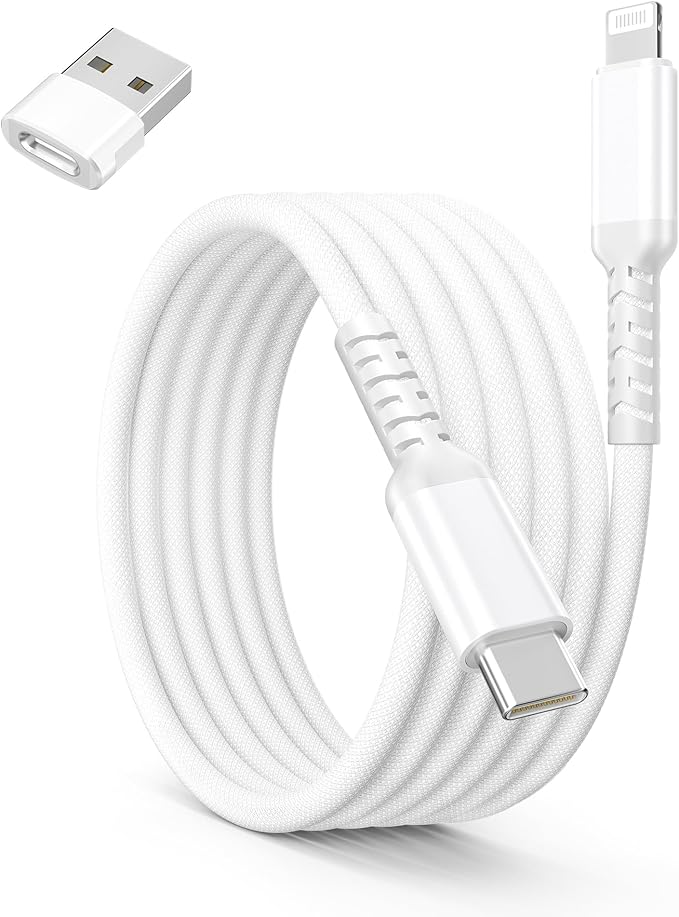 Basesailor USB C to Lightning Charger Cable 6.6FT with USB A Adapter,USB Type C Fast Charging Power Cord for Apple iPhone 14 13 12 11 Mini Pro Max Plus,XS XR X 8 7 6 5 SE,iPad 8 9 8th 9th Generation