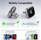 Sunweyer 2026 Latest Wireless CarPlay & Android Auto Dongle 2 in 1 Auto Connect Box,USB Type-C Port,Supports Online Updates Wired to Wireless Adapter (S40) (S42)
