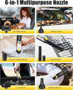 SEEDUSTRY Handheld Vacuum Cleaner Cordless, Mini Small Car Vacuum, Portable Pet Hair Vacuum, 3 Suction Modes-Up to 18000pa, 6 Blow & Suck & Deflate & Inflate Nozzles for Car, Pet, Office, Home