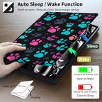 Case for Kindle Scribe,360 Degree Rotating Swivel PU Leather Stand Flip Folio Cover with Auto Wake/Sleep for Amazon Kindle Scribe Cover 10.2 Inch (2024/2022 Release),Green Pink Footprint