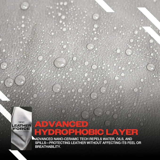 Tinybot Leather Force Ceramic Coating - Safe for All Types of Leather- Chemical & Stain Resistant, UV Protection -Ultimate Nano-Ceramic Protection & Hydrophobicity -Repels Liquids, Dirt & Grime-1.6 oz