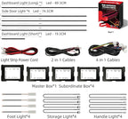 Wireless APP Control Car-Ambient-Lighting-Kit,256 RGB Colors DIY Modes Acrylic Interior Car LED Strip Light