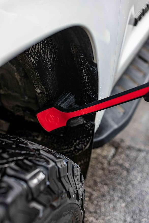 Detail Factory - Fender Well Brush - Ergonomic ProGrip Handle, Stiff Synthetic Bristles, Ergonomic Design, Clean Your Wheel Wells with Ease - Octane Underglow