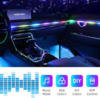 Wireless APP Control Car-Ambient-Lighting-Kit,256 RGB Colors DIY Modes Acrylic Interior Car LED Strip Light