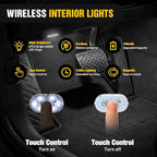 Nilight Wireless Magnetic LED Interior Lights, 2 PCS White USB Rechargeable Universal Mini Sticky Footwell Ambient Atmosphere Reading Lamp with Touch Sensor, Portable Night Lighting for Car Truck
