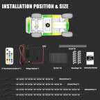 4PCS Golf Cart Underglow LED Light Kit with Built-in 12V-80V Voltage Reducer, APP & Remote Control, Sound Active Music Sync, IP67 Waterproof, Battery Drain Protect, for EZGO Yamaha Club Car