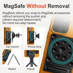 SEMBO Silicone Suction Phone Case Adhesive Sticky Grip Stand with Mag-Back for MagSafe Car/Wall Mounts, Strong Magnetic Holder for Fridge, Gym Equipment, Shower, Hands-Free Selfie (Black, Adhesive)