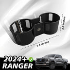 Muslogy Center Console Cup Holder Inserts Compatible with 2024 2025 2026 Ford Ranger Accessories Middle Console Drink Holder Silicone Black Organizer Non-Slip Drink Stopper