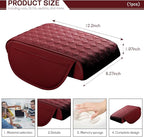 Car Armrest Cushion, 12.2"×8.3" Leather Auto Memory Foam Center Console Pad with Storage Pocket, Waterproof & Anti-Scratch Elbow Pillow Armrest Seat Box Protector, Universal Fit (Red)
