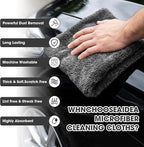 Shimeyao 20 Pcs 16 x 16 Inch Edgeless Microfiber Plush Towels for Cars Detailing Drying Wash Polishing Absorbent Cleaning Cloths, 500 GSM (Gray)