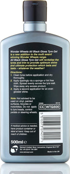 Wonder Wheels All Black Tire Shine Gel, 17 fl oz – High-Gloss Tire & Trim Dressing with UV Protection