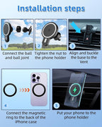 PZK Car Phone Mount for Honda CRV CR-V 2017 2018 2019-2020 2021 2022 Accessories 5th Gen CRV Custom Air Vent Phone Holder Magnetic 15W Fast Wireless Charger 360° Rotation Automobile Cradles
