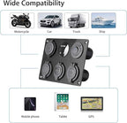 Linkstyle 6 in 1 Charger Socket Panel, 3 Cigarette Lighter Splitter with Dual USB Charger Ports & LED Voltmeter & Rocker Switch for 12V/24V Car RV Boat