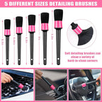 AUTODECO Car Cleaning Kit, Car Vacuum Interior Detailing Cleaner Kit with High Power Handheld Vacuum, Brush Set, Windshield Tool, Duster, Towels, Complete Car Care Tools for Women (Pink)