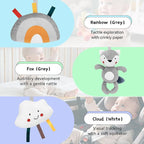 FPVERA Car Seat Toys for Babies 0-6 Months: Travel Baby Toy for Soft Hanging Toys for Carseat, Spiral Stroller Activity Toy Plush for Infant Boys Girls, Grey Fox