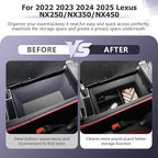 LUWU Lexus NX 2025 2026 Center Console Organizer for 2022 2023 2024 2025 2026 Lexus NX250/NX350/NX450 Accessories Armrest Console Storage Box Glove Organizer Tray Silicone Material 2-Pack (Black)