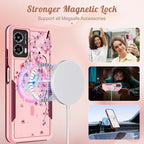 for Moto G Power 5G 2024 Case - Compatible with MagSafe Women Girls Cute Magnetic Phone Cover Girly Kawaii Flower Blossom Heavy Duty Shockproof Design for Motorola Moto G Power 5G 2024 Cases