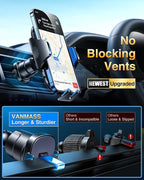 VANMASS Car Dashboard Phone Holder Universal Powerful Suction Cup Mount, Dash Windshield Air Vent Truck Stand Compatible with All Phones Black