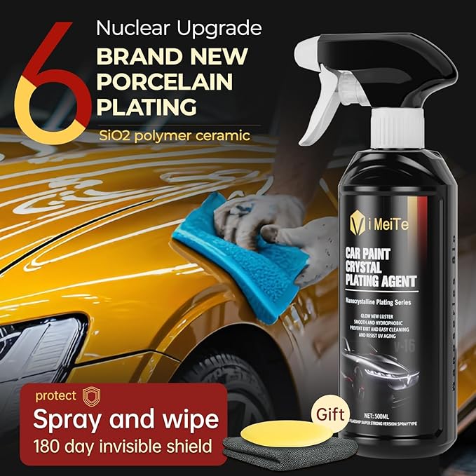 18.6oz Car Coating Spray 6-in-1 Ceramic Paint Sealant Car Wax,Gloss Shine, Extremely Hydrophobic Nano Ceramic Coating, Quick Spray & Wipe Protect Paint, Glass, Wheels, and Trim ﻿ (Pack of 2)