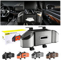 2026 Upgrade 4-in-1 Car Organizer Back Seat, Leather Multifunctional Car Organizer and Storage Box with Cup Holders for Hold Phone, Snacks, Drinks, Handbag, Keep Your Ride Clean & Organized (Grey)
