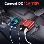 300w Power Inverter DC 12V to AC 110V - vansoet Car Plug Adapter Outlet with 3.4A Dual USB Fast Charging Port - Car Charger Cigarette Lighter Adapter for Phone, Laptop on Road Trip (Red-30)