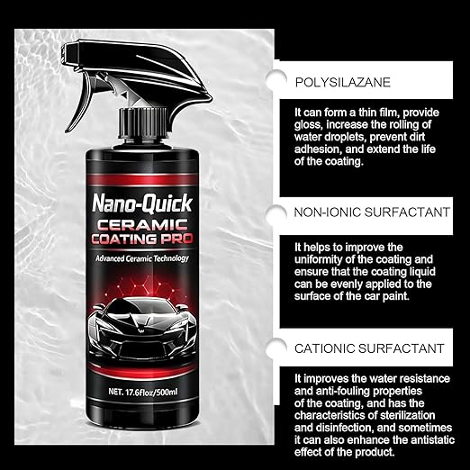 Nano-Quick Ceramic Coating Pro, Nano-Quick Coat Restores, Quick Effect Coating Agent, Advanced Car Quick-Acting Coating Agent Spray, Lasting Luster, Works on All Paint Types (1Set)