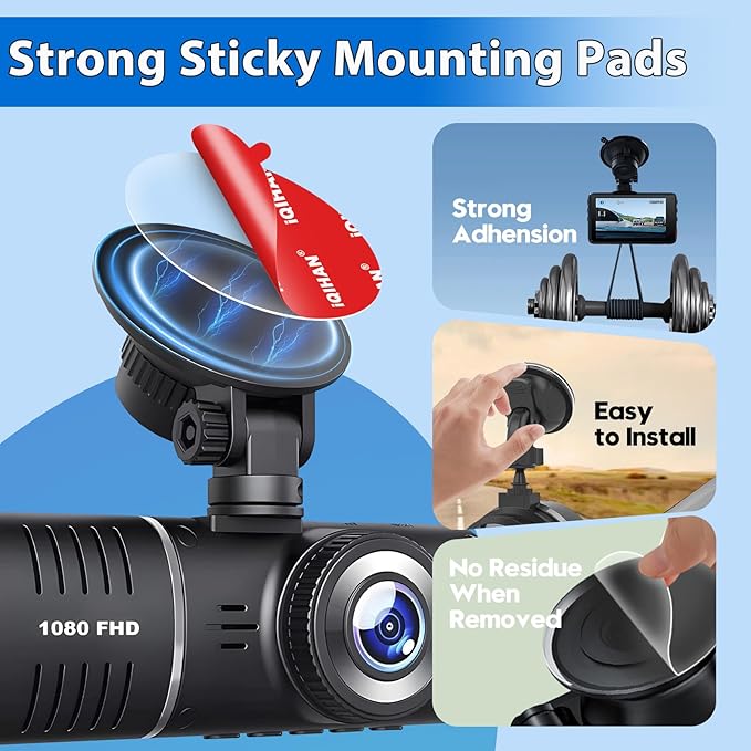 Sticky Adhesive Pads for Dash Cam Mount, 4PCS Double-Sided Heavy Duty Mounting Tape Kit Replacement for Dashcam Car Camera GPS Holder, Universal Clear Sticker for Car Windshield Windscreen Glass